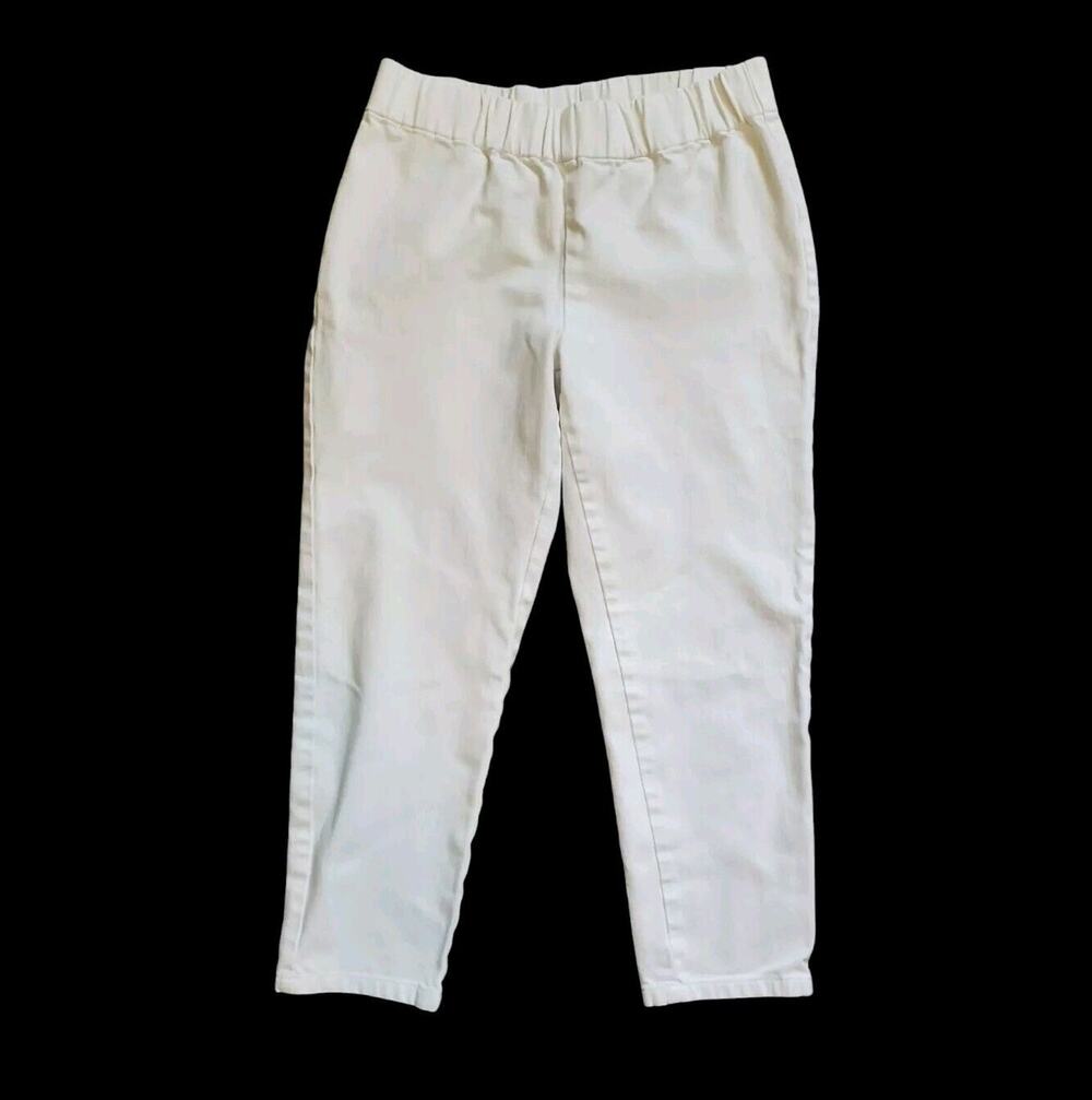 Soft Surroundings White Pull On Stretchy Waist Midrise Straight Pants Size Small